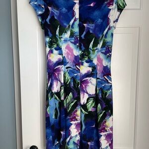 Dressbarn Short Sleeve Colorful Fit and Flare Midi Dress